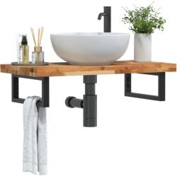 vidaXL Raft pentru lavoar montat pe perete, otel si lemn masiv acacia GartenMobel Dekor (3302741)