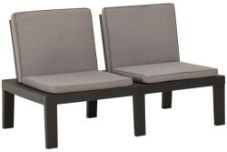 vidaXL Banca de gradina cu perna, gri, plastic GartenMobel Dekor (315849)