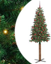 vidaXL Brad de Craciun subtire Verde 180 cm PVC si lemn de PIN masiv GartenMobel Dekor (3394864)