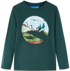 vidaXL Tricou de copii cu maneci lungi verde închis 92 GartenMobel Dekor (13449)
