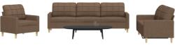vidaXL Set de canapele, 3 piese, maro, textil GartenMobel Dekor (3278290) Canapea