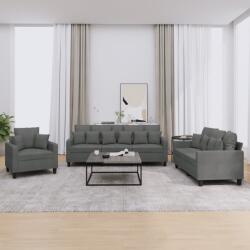 vidaXL Set de canapele cu perne, 3 piese, gri închis, textil GartenMobel Dekor (3201633) Canapea