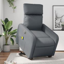 vidaXL Fotoliu masaj rabatabil electric cu ridicare, gri, piele eco GartenMobel Dekor (3206773)