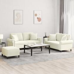 vidaXL Set de canapele cu perne, 3 piese, crem, catifea GartenMobel Dekor (3202248) Canapea