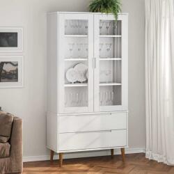 vidaXL Dulap cu vitrina, alb, 90x35x175 cm, lemn masiv de pin GartenMobel Dekor (350544) Biblioteca