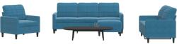 vidaXL Set de canapele cu perne, 4 piese, albastru, catifea GartenMobel Dekor (3278370) Canapea