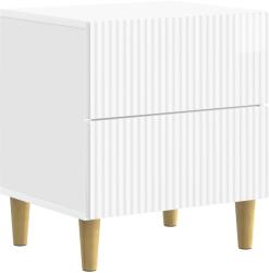 vidaXL Noptiera alb lucios cu 2 sertare, model striat, 43x34, 5x48 cm (894533)