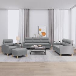 vidaXL Set de canapele cu perne, 4 piese, gri deschis, textil GartenMobel Dekor (3201544) Canapea