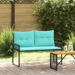 vidaXL Banca de exterior cu perna Negru si Turcoaz 118 x 55 x 82 cm GartenMobel Dekor (42025181)