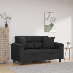 vidaXL Canapea cu 2 locuri cu pernute, negru, 120 cm, piele ecologica GartenMobel Dekor (3200983) Canapea