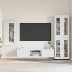 vidaXL Set comoda TV cu sertar FLORIN 3 pcs Alb lucios Lemn compozit GartenMobel Dekor (3397948)