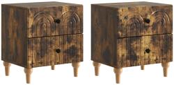 vidaXL Set 2 noptiere stejar fumuriu, 2 sertare, 43 x 34, 5 x 48 cm (894076)