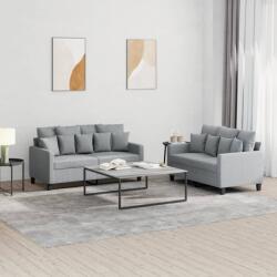 vidaXL Set de canapele cu perne, 2 piese, gri deschis, textil GartenMobel Dekor (3201648) Canapea