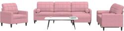 vidaXL Set canapele cu perne/rulouri, 4 piese, roz, catifea GartenMobel Dekor (3278464) Canapea