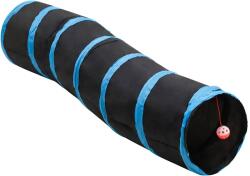 vidaXL Tunel pentru pisici în forma S, negru/albastru 122 cm poliester GartenMobel Dekor (172185)