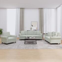 vidaXL Set de canapele, 3 piese, cu perne, gri deschis, catifea GartenMobel Dekor (3202190) Canapea