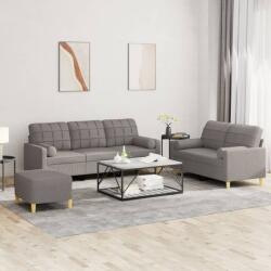 vidaXL Set de canapele cu perne, 3 piese, gri taupe, textil GartenMobel Dekor (3201337) Canapea