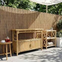 vidaXL Masa de consola cu raft cu usa natural 110 x 35 x 75 cm Bambus GartenMobel Dekor (42028060)