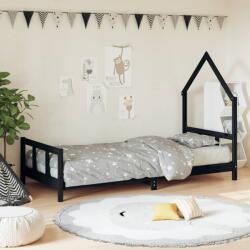vidaXL Cadru de pat pentru copii, negru, 90x190 cm, lemn masiv de pin GartenMobel Dekor (834563)