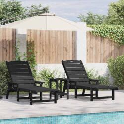 vidaXL Sezlong 3 pcs Negru Polietilena GartenMobel Dekor (3335856)