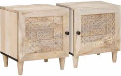 vidaXL Set 2 noptiere bej din lemn masiv de acacia, 40 x 33 x 46 cm (4018113)
