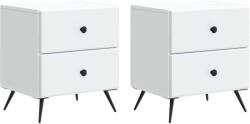 vidaXL Set 2 noptiere albe cu 2 sertare, 43x34, 5x47, 5 cm, lemn prelucrat (895446)