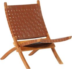 vidaXL Scaun relaxant pliant, maro, piele naturala GartenMobel Dekor (356376)