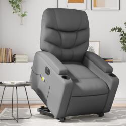 vidaXL Fotoliu masaj rabatabil electric cu ridicare, gri, piele eco GartenMobel Dekor (3204682)