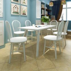 vidaXL Scaune de bucatarie, 6 buc. , alb, lemn masiv de hevea GartenMobel Dekor (272090)