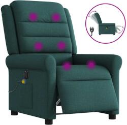 vidaXL Fotoliu electric de masaj rabatabil, verde închis, textil GartenMobel Dekor (3303310)