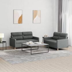 vidaXL Set de canapele cu perne, 2 piese, gri închis, textil GartenMobel Dekor (3201569) Canapea