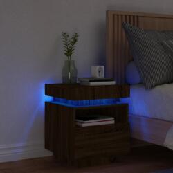 vidaXL Noptiera cu lumini LED, stejar maro, 40x39x48, 5 cm GartenMobel Dekor (836796)
