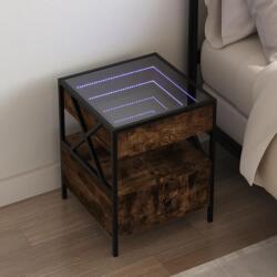 vidaXL Noptiera cu LED infinity, stejar fumuriu, 40x40x51 cm GartenMobel Dekor (3284103)