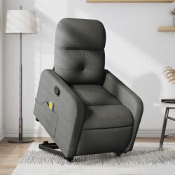 vidaXL Fotoliu de masaj rabatabil cu ridicare, gri închis, textil GartenMobel Dekor (3206805)