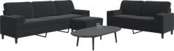 vidaXL Set de canapele cu perne/rulouri, 3 piese, negru, catifea GartenMobel Dekor (3278506) Canapea