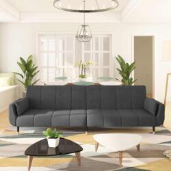 vidaXL Canapea extensibila cu 2 locuri, 2 perne, gri închis, catifea GartenMobel Dekor (337583) Canapea