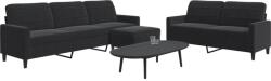 vidaXL Set de canapele cu perne, 3 piese, negru, catifea GartenMobel Dekor (3278486) Canapea