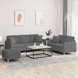 vidaXL Set de canapele cu perne, 3 piese, gri închis, textil GartenMobel Dekor (3202143) Canapea
