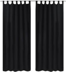 vidaXL Draperii micro-satin cu bride, 2 buc, 140 x 175 cm, negru GartenMobel Dekor (130353)