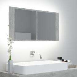 vidaXL Dulap de baie cu oglinda & LED, gri beton, 90x12x45 cm acril GartenMobel Dekor (804976)