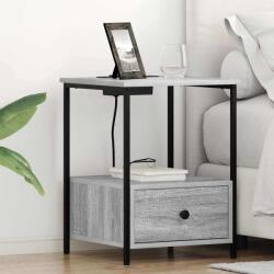 vidaXL Cabinet de noptiere cu statie de încarcare 2 pcs sonoma gri GartenMobel Dekor (859437)