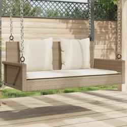 vidaXL Banca de balansoar cu perne, bej, 119x56x48 cm, poliratan GartenMobel Dekor (365632)