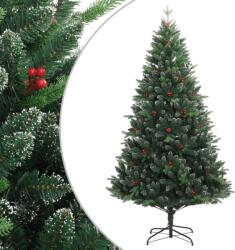 vidaXL Pom de Craciun artificial cu balamale cu fructe rosii 120 cm GartenMobel Dekor (356731)