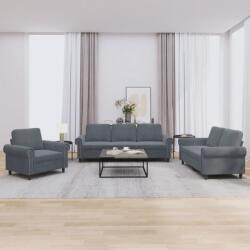 vidaXL Set de canapele cu perne, 3 piese, gri închis, catifea GartenMobel Dekor (3202171) Canapea