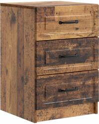 vidaXL Noptiera cu 3 sertare, lemn vechi, 43 x 41 x 63, 5 cm, lemn prelucrat (895713)