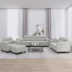 vidaXL Set de canapele cu perne, 4 piese, gri deschis, microfibra GartenMobel Dekor (3202297) Canapea