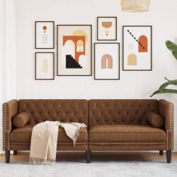 vidaXL Canapea Chesterfield cu perne/3 locuri maro piele întoarsa eco. GartenMobel Dekor (372702) Canapea