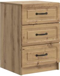 vidaXL Noptiera dormitor cu 3 sertare, stejar artizanal, 43 x 41 x 63, 5 cm (895714)
