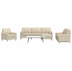 vidaXL Set canapele cu taburet si perne, 4 piese, crem, textil GartenMobel Dekor (3278313) Canapea