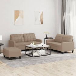 vidaXL Set de canapele cu perne, 3 piese, cappuccino, piele ecologica GartenMobel Dekor (3201367) Canapea